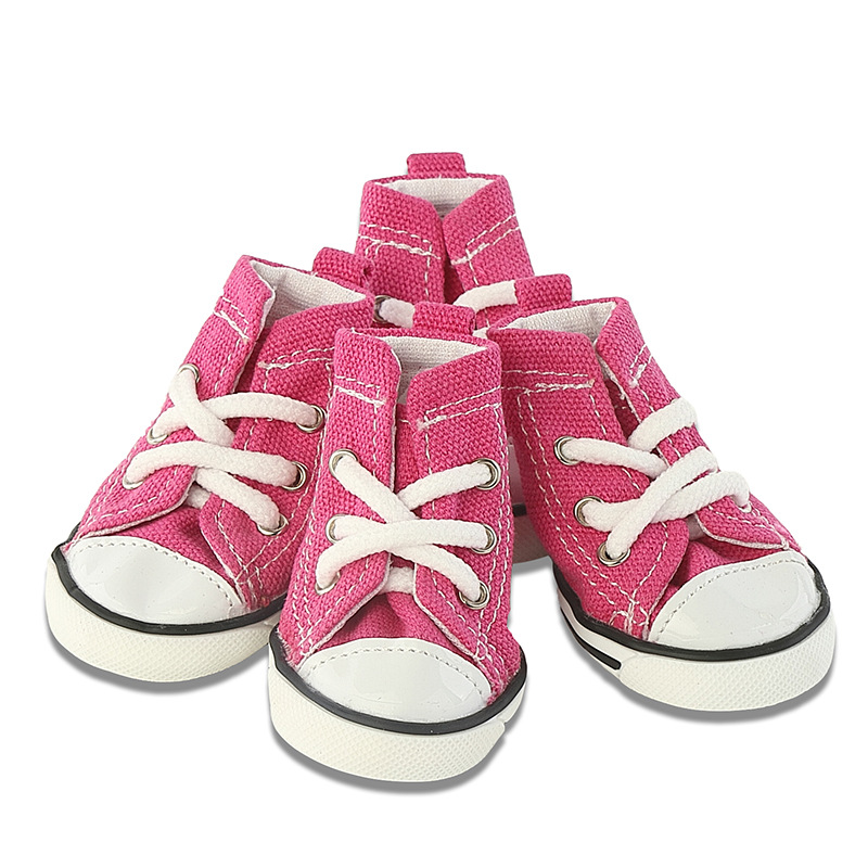 4 Pcs/set Puppy Sporty Cloth Shoes Pink Blue Denim Canvas Sneaker Pet Dog Boots