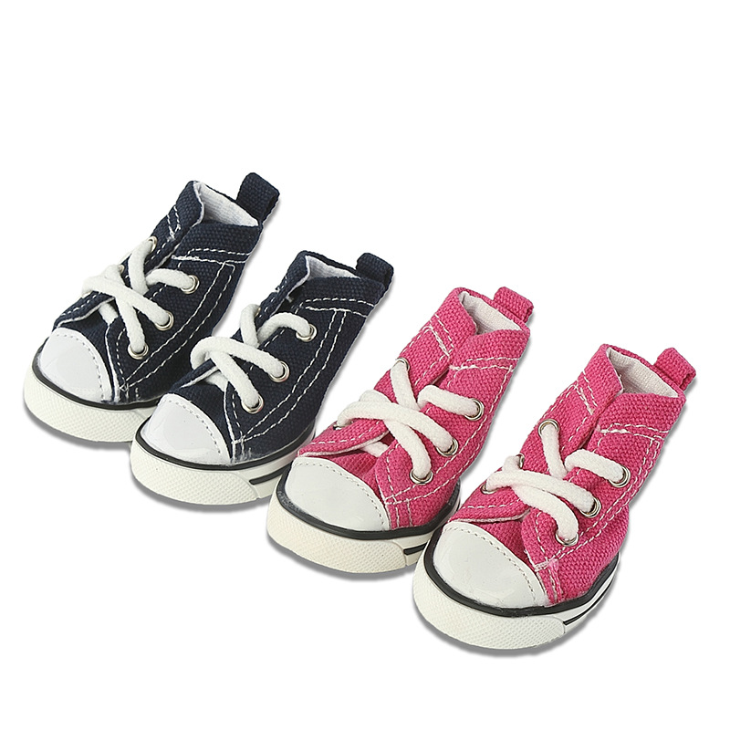 4 Pcs/set Puppy Sporty Cloth Shoes Pink Blue Denim Canvas Sneaker Pet Dog Boots