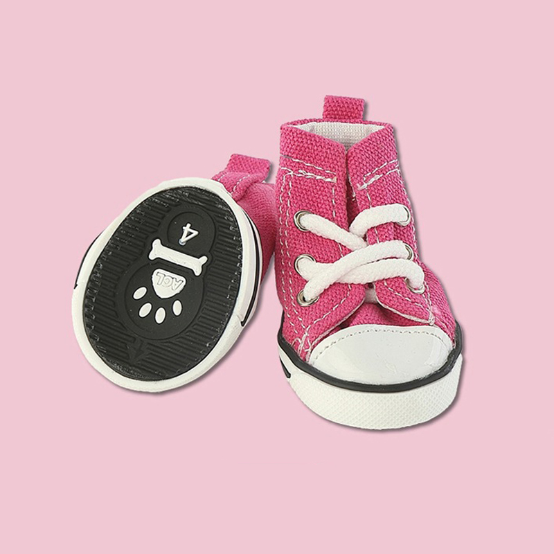 4 Pcs/set Puppy Sporty Cloth Shoes Pink Blue Denim Canvas Sneaker Pet Dog Boots