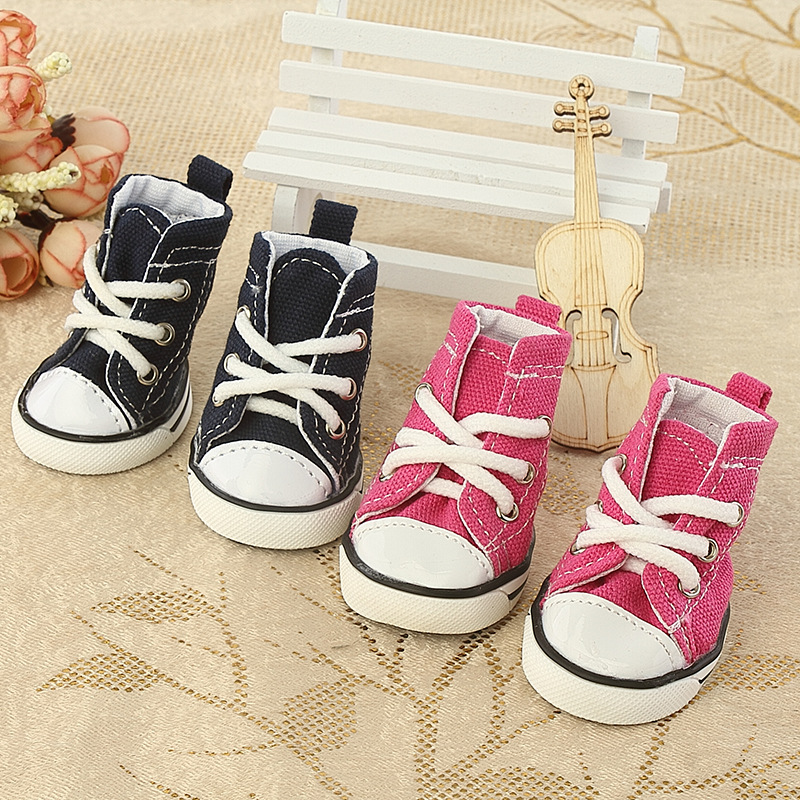 4 Pcs/set Puppy Sporty Cloth Shoes Pink Blue Denim Canvas Sneaker Pet Dog Boots