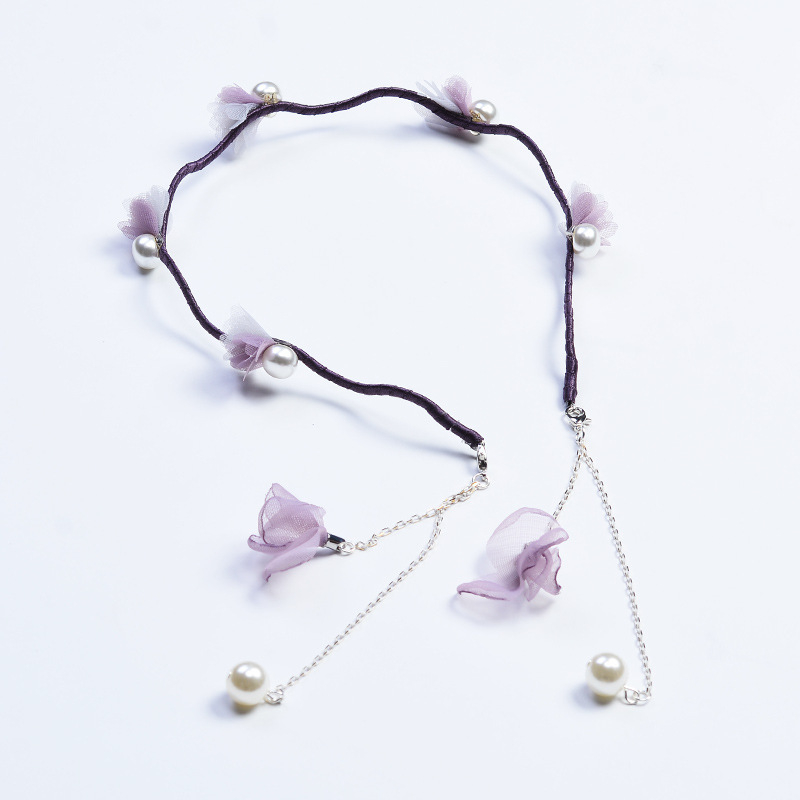 Fake Earrings Headband Fabric Sweet Tassel Hair Accessories Flowers Mori Women's Small Fresh.