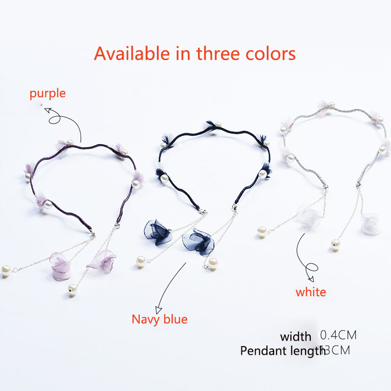 Fake Earrings Headband Fabric Sweet Tassel Hair Accessories Flowers Mori Women's Small Fresh.