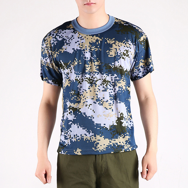Summer Camouflage Vest Men's Large Size Short-Sleeved T-Shirt Camouflage Quick-Drying Summe.