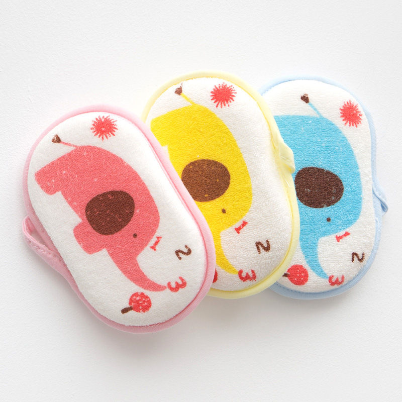 2PCS Random Color Newborn Baby Bath Brushes Infant Shower Sponge Cotton Rubbing Body Wash Towel