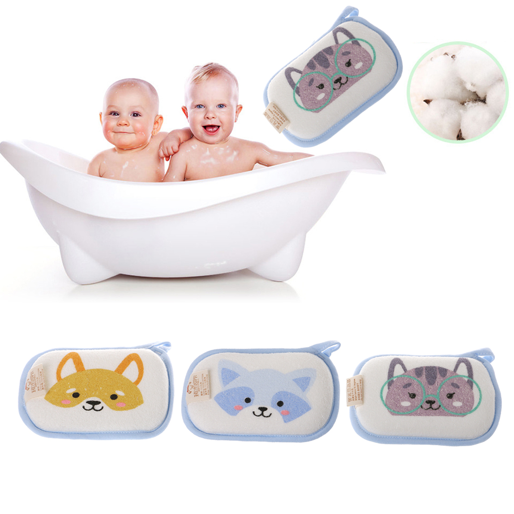 2PCS Random Color Newborn Baby Bath Brushes Infant Shower Sponge Cotton Rubbing Body Wash Towel