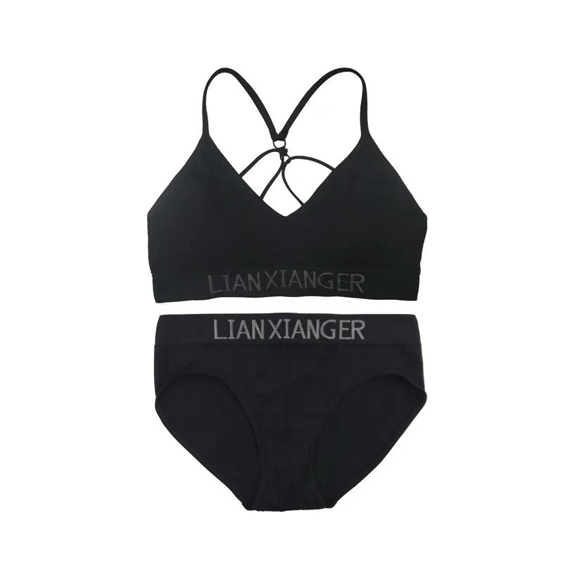 New Fashion Lingerie Threaded Cotton Underwear Set Sexy Sports No Steel Ring Bra Set