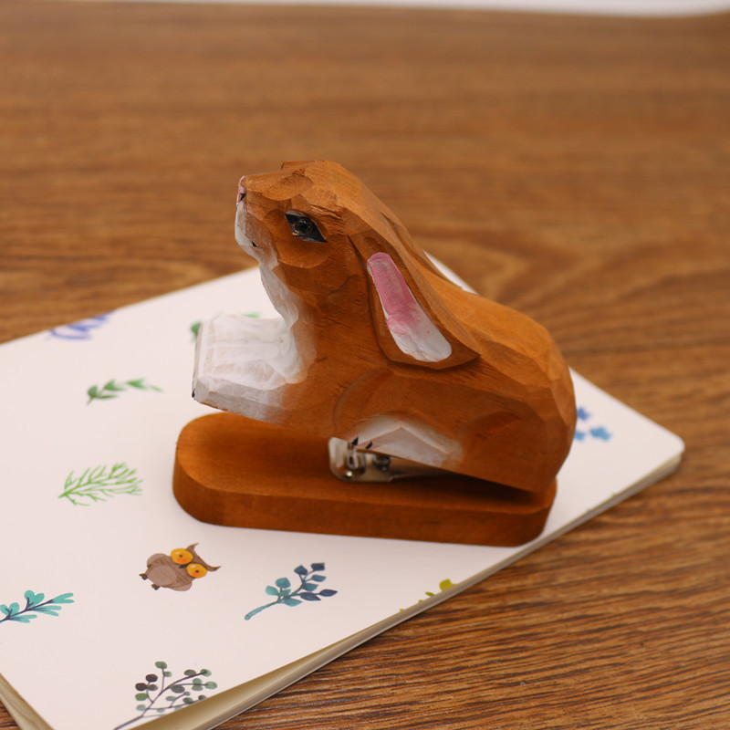 Handmade wooden animal mini stapler office creative stationery log stapler 10/12 needle
