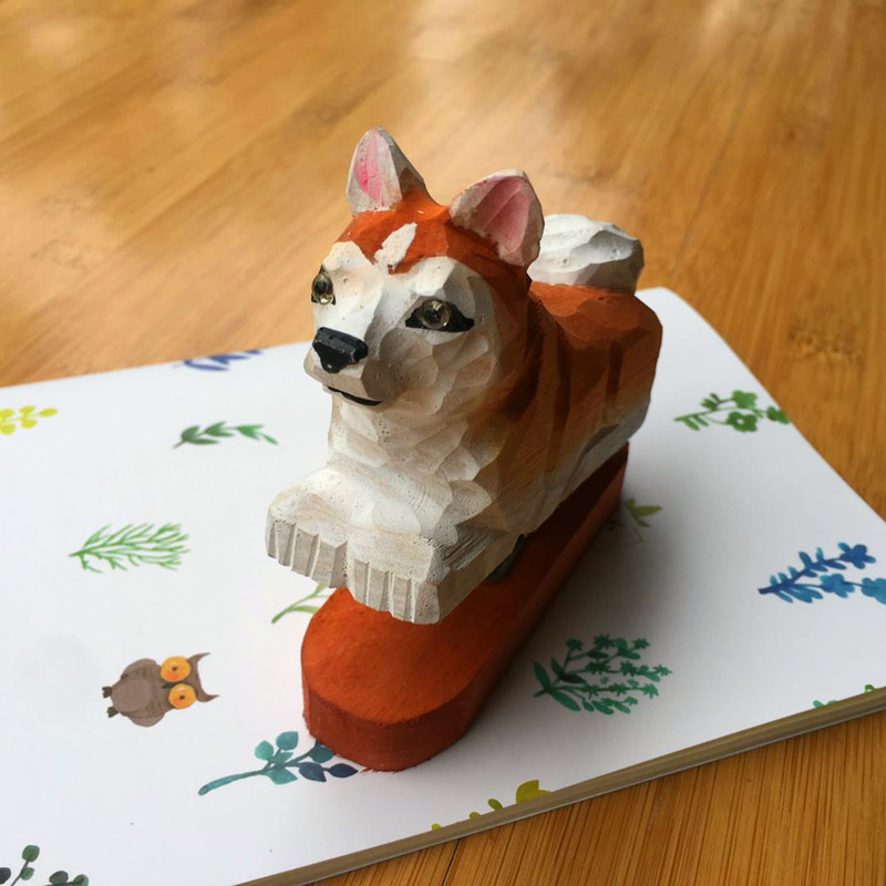 Handmade wooden animal mini stapler office creative stationery log stapler 10/12 needle