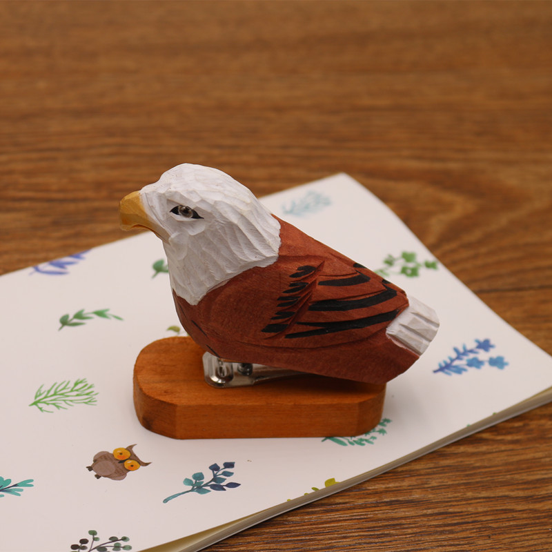 Handmade wooden animal mini stapler office creative stationery log stapler 10/12 needle
