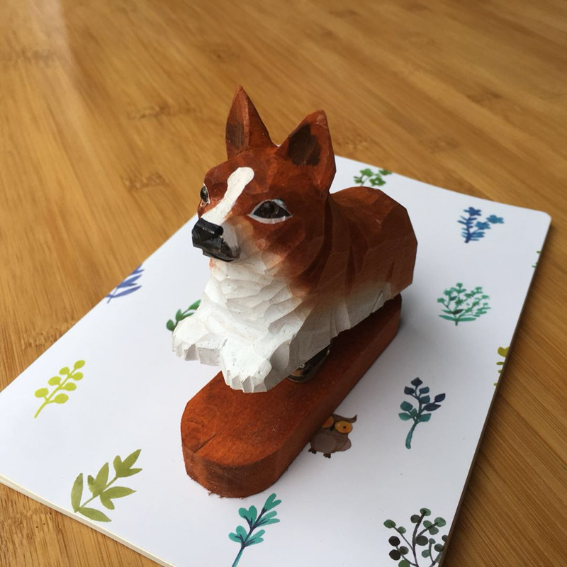 Handmade wooden animal mini stapler office creative stationery log stapler 10/12 needle