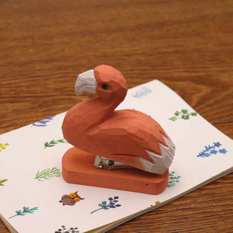 Handmade wooden animal mini stapler office creative stationery log stapler 10/12 needle