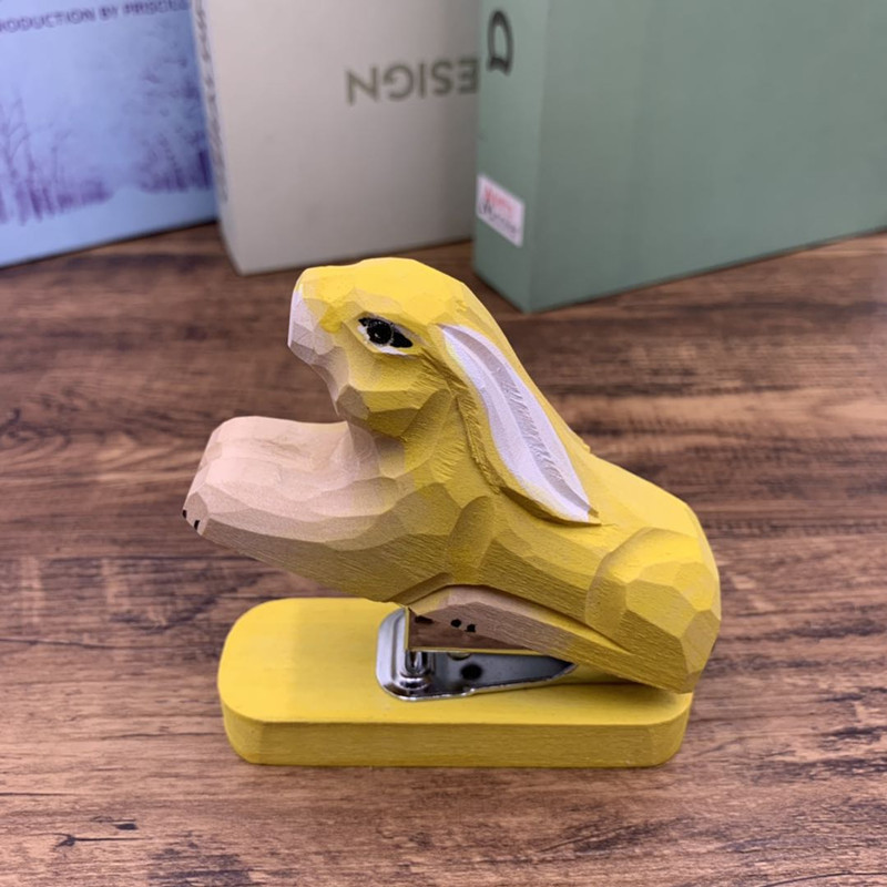 Handmade wooden animal mini stapler office creative stationery log stapler 10/12 needle