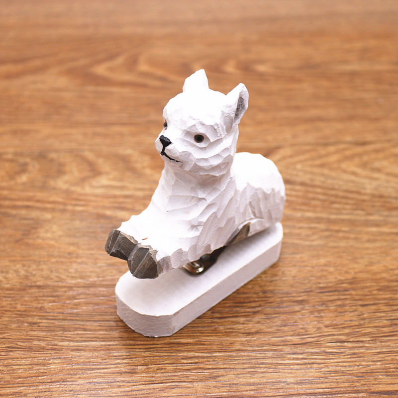 Handmade wooden animal mini stapler office creative stationery log stapler 10/12 needle