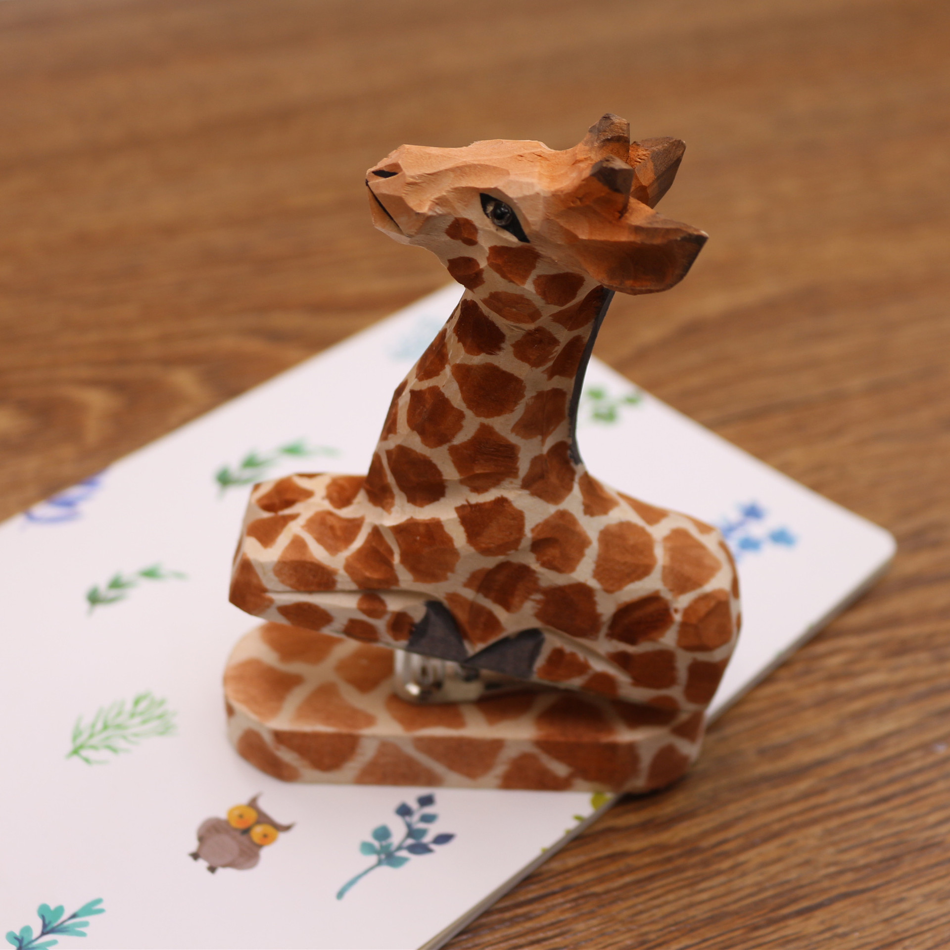 Handmade wooden animal mini stapler office creative stationery log stapler 10/12 needle