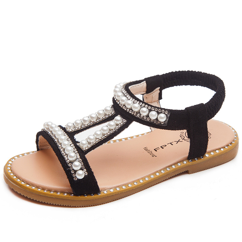 Summer New Girl Pearl Sandals Baby Open Toe Princess Shoes Non-Slip.