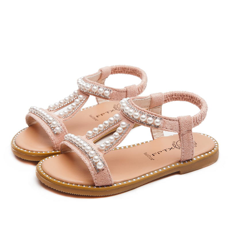 Summer New Girl Pearl Sandals Baby Open Toe Princess Shoes Non-Slip.