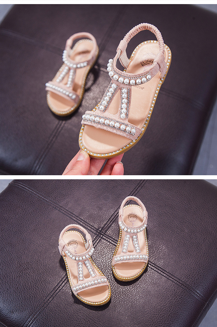Summer New Girl Pearl Sandals Baby Open Toe Princess Shoes Non-Slip.