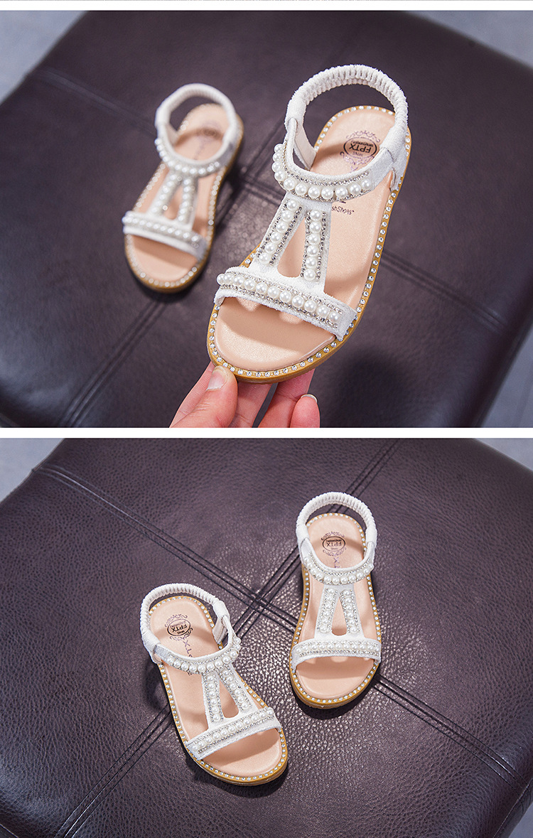 Summer New Girl Pearl Sandals Baby Open Toe Princess Shoes Non-Slip.