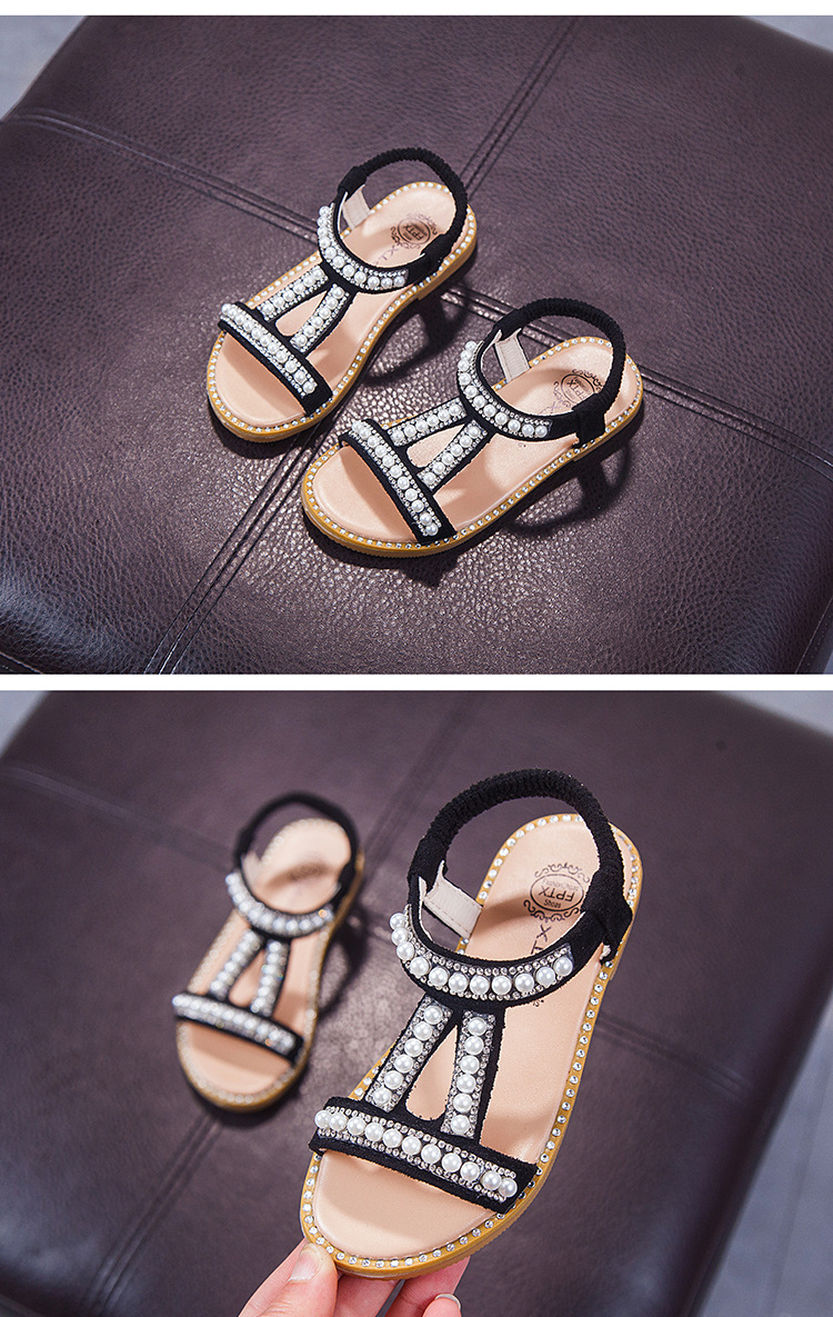 Summer New Girl Pearl Sandals Baby Open Toe Princess Shoes Non-Slip.