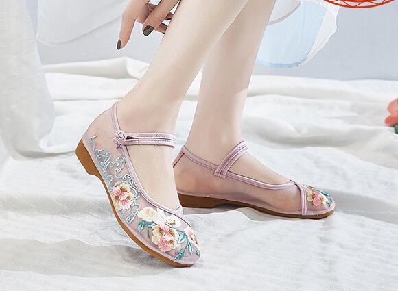 Spring Summer Women Sandals Air Mesh Woman Flat Shoes Rabbit Strawberry Embroidered Casual Shoes