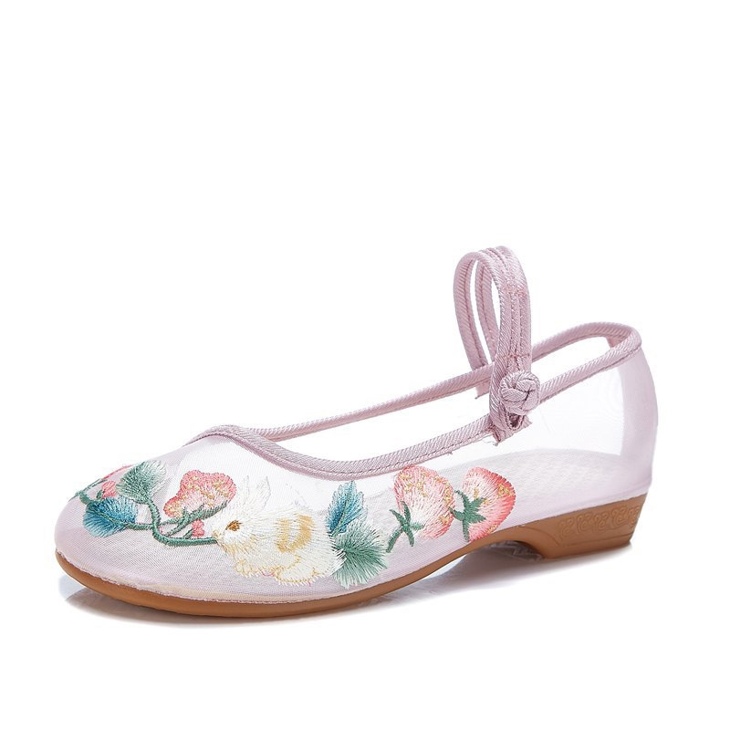 Spring Summer Women Sandals Air Mesh Woman Flat Shoes Rabbit Strawberry Embroidered Casual Shoes