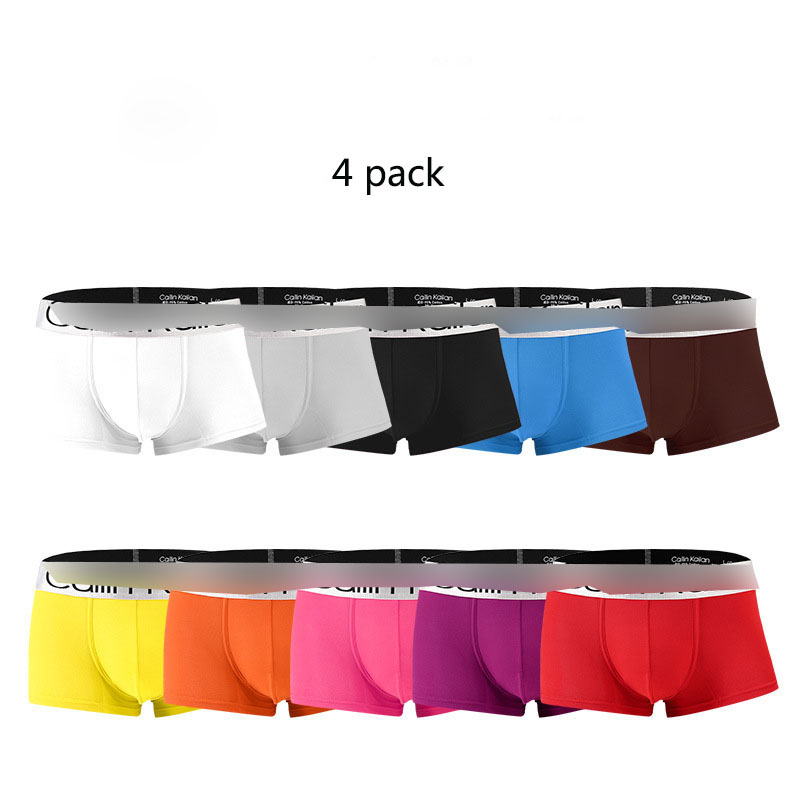 4PCS men&apos;s boxer inner gift box pants ice silk breathable cotton four corner large size pants.