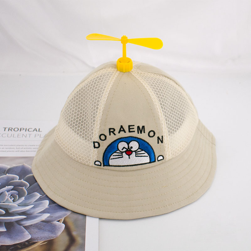 Children&apos;s Fisherman Hat Cartoon Bamboo Dragonfly Machine Cat Windmill Baby Shade Mesh Breathable.