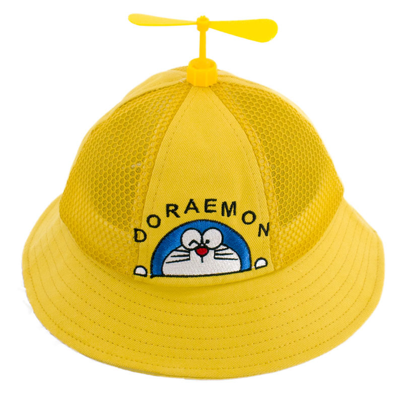 Children&apos;s Fisherman Hat Cartoon Bamboo Dragonfly Machine Cat Windmill Baby Shade Mesh Breathable.