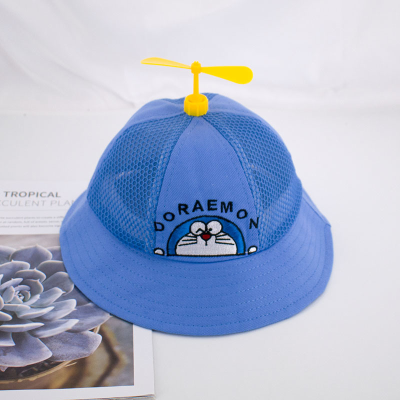 Children&apos;s Fisherman Hat Cartoon Bamboo Dragonfly Machine Cat Windmill Baby Shade Mesh Breathable.