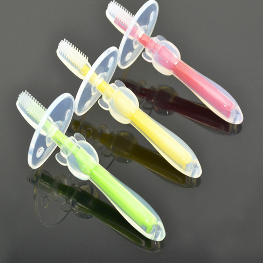 2PCS Baby Soft Toothbrush Silicone Toothbrush Baby Training Soft Hair Milk Toothbrush Children.