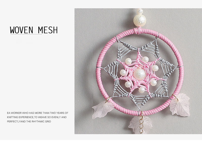 Dream Catcher Car Pendant Cute Pink Wind Chime Rearview Mirror Ornament Creative Gift.