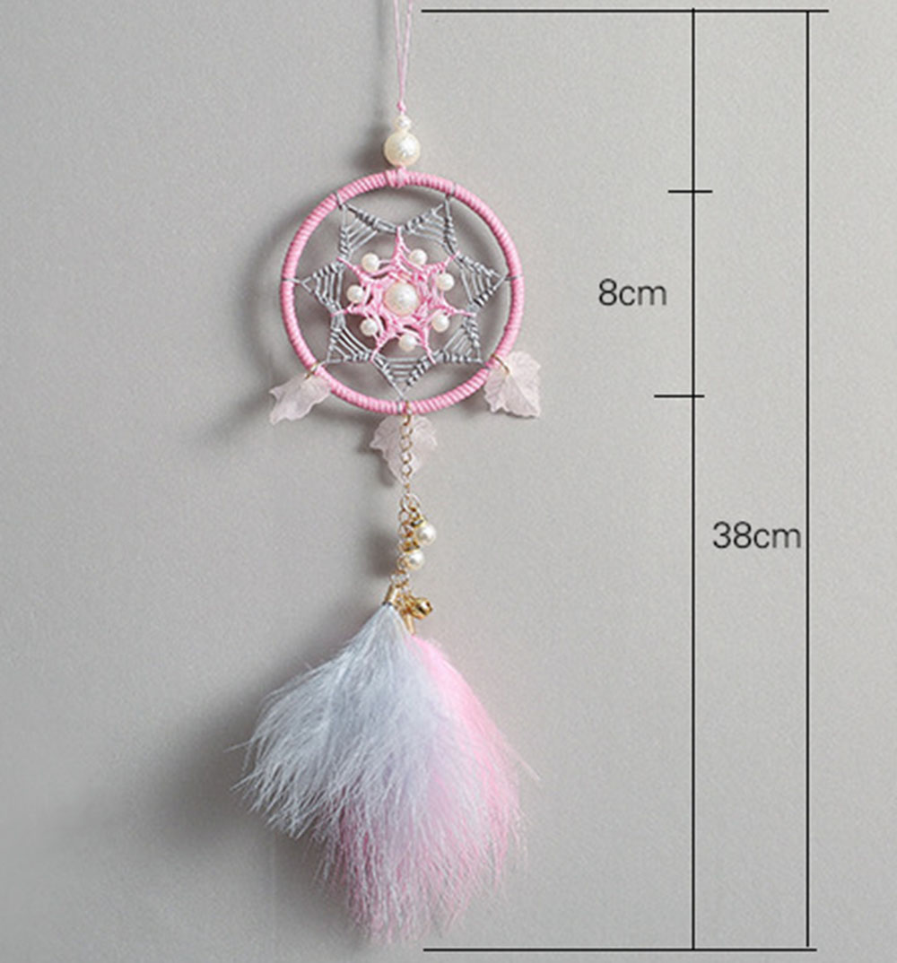 Dream Catcher Car Pendant Cute Pink Wind Chime Rearview Mirror Ornament Creative Gift.