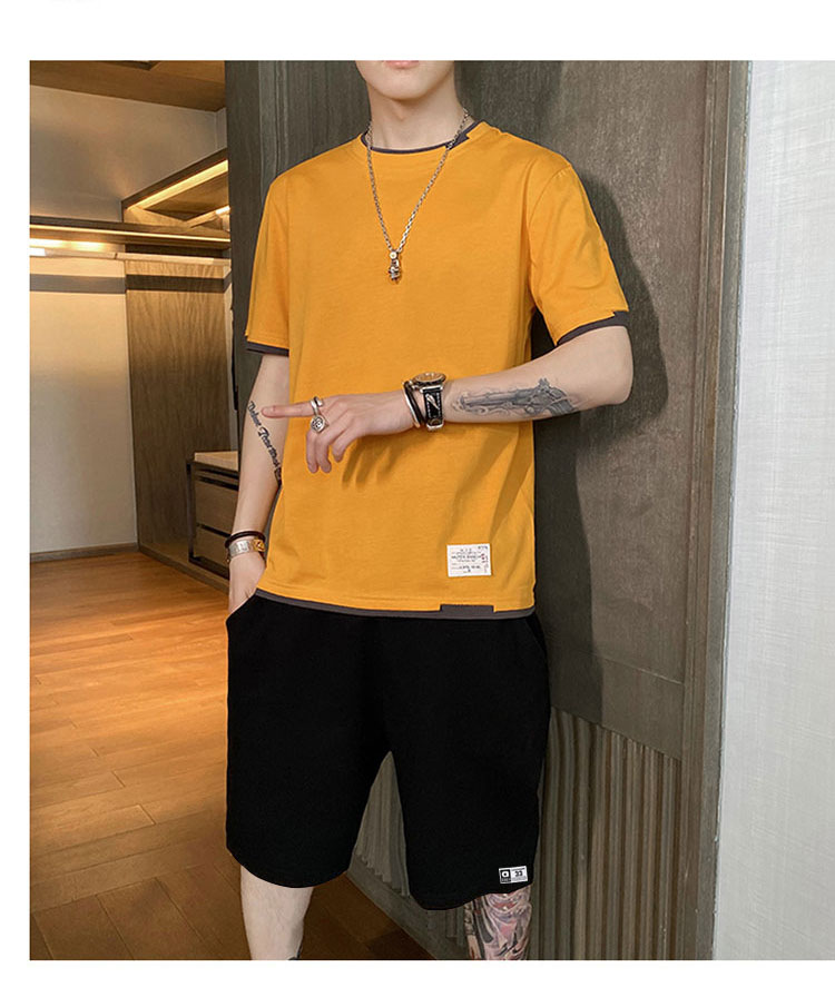 Men's Suit Summer New Korean Trend Casual Sportswear A set Of Short-Sleeved Clothes.