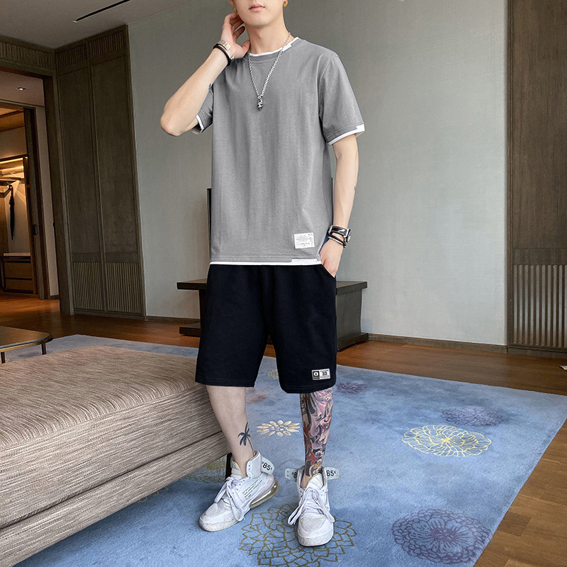 Men's Suit Summer New Korean Trend Casual Sportswear A set Of Short-Sleeved Clothes.