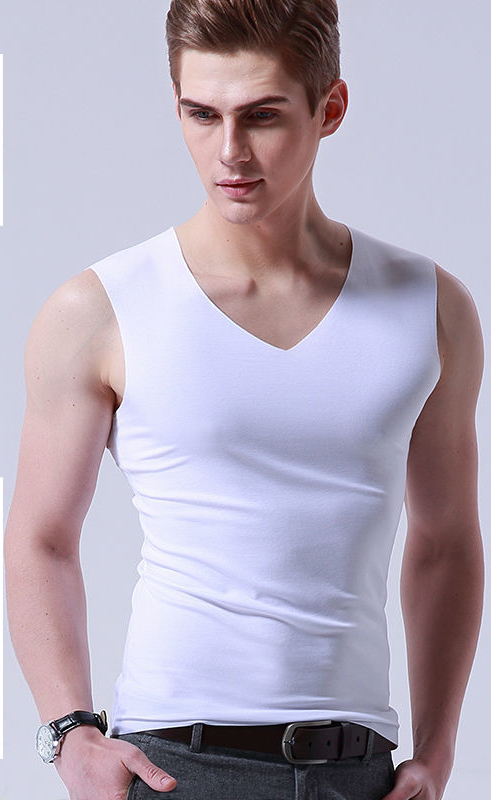 1/2 Piece Ice Silk Seamless Men&apos;s Vest Summer Slim Sports Sleeveless Underwear Bottoming Shirt