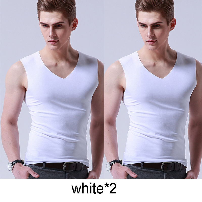 1/2 Piece Ice Silk Seamless Men&apos;s Vest Summer Slim Sports Sleeveless Underwear Bottoming Shirt