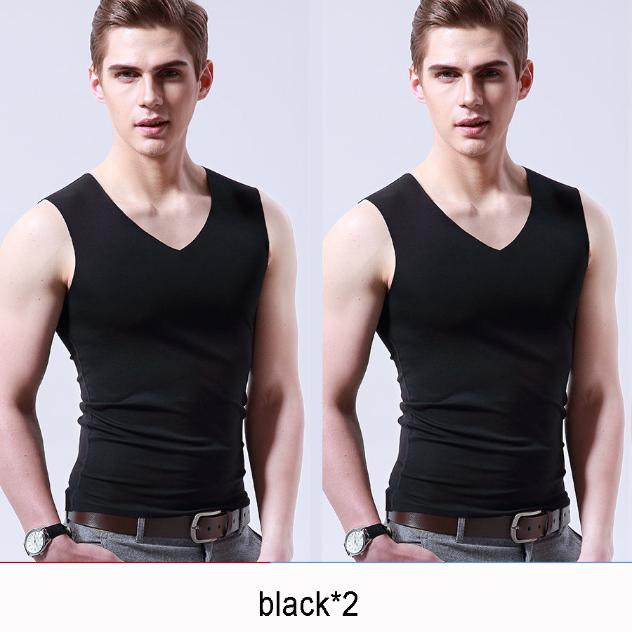 1/2 Piece Ice Silk Seamless Men&apos;s Vest Summer Slim Sports Sleeveless Underwear Bottoming Shirt