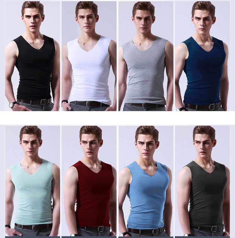 1/2 Piece Ice Silk Seamless Men&apos;s Vest Summer Slim Sports Sleeveless Underwear Bottoming Shirt
