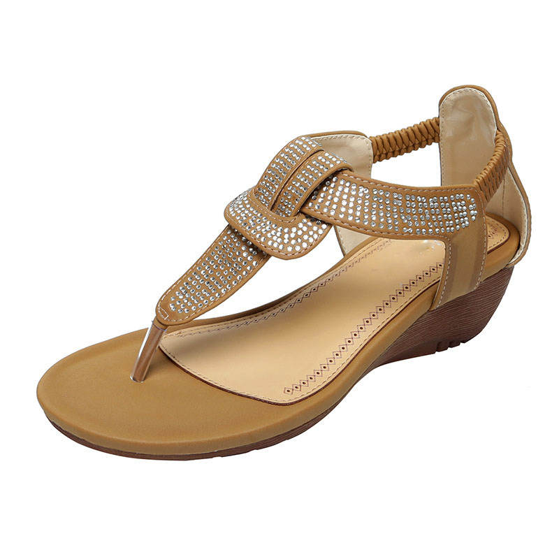 Women's Shoes Glitter Face Wedge Sandals Women Round Head Clip Toe Fashion Women's Shoes.