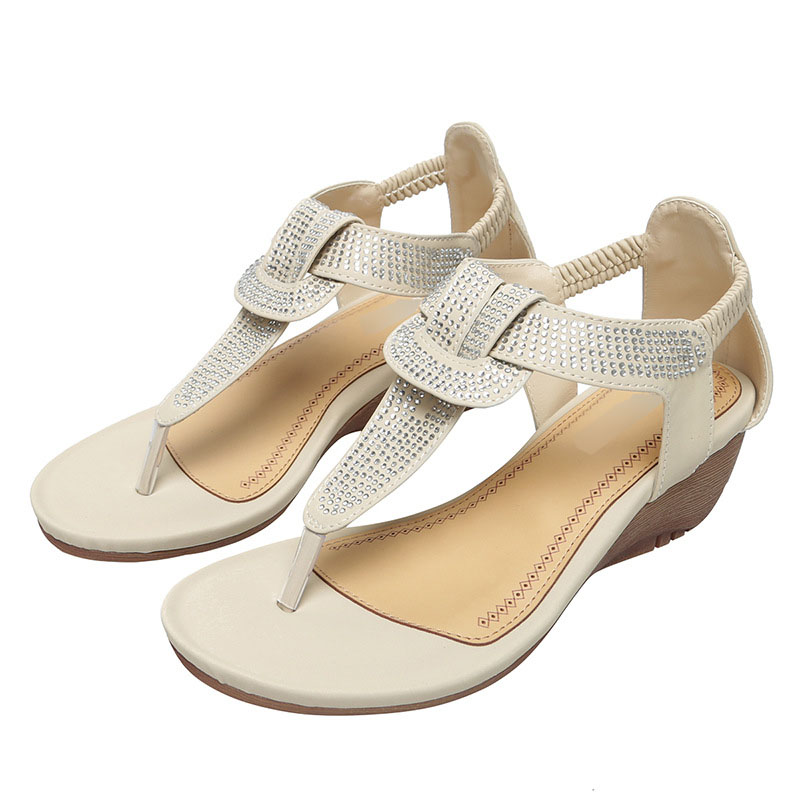 Women's Shoes Glitter Face Wedge Sandals Women Round Head Clip Toe Fashion Women's Shoes.