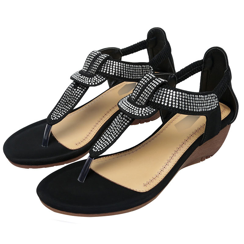 Women's Shoes Glitter Face Wedge Sandals Women Round Head Clip Toe Fashion Women's Shoes.