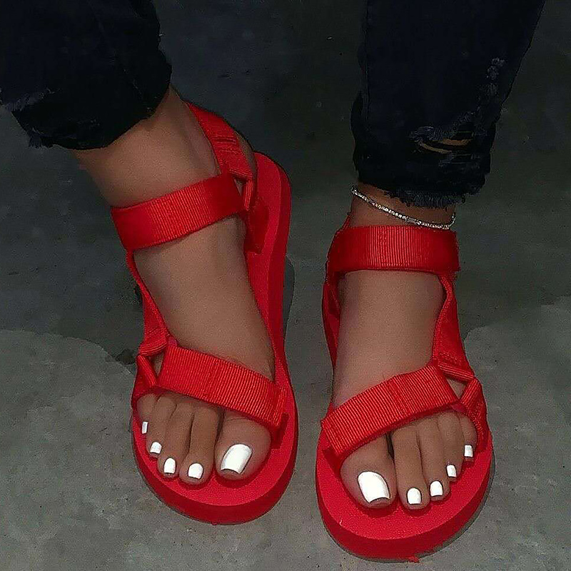 Summer Shoes Ladies Foam Platform sandals Hook Loop Beach sandal for Woman Flat with Big size