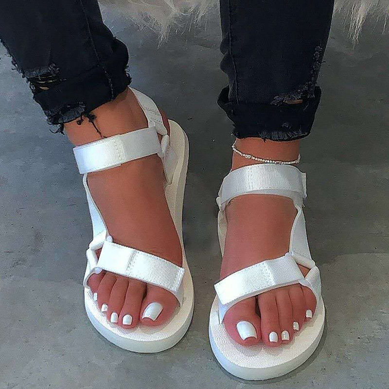 Summer Shoes Ladies Foam Platform sandals Hook Loop Beach sandal for Woman Flat with Big size