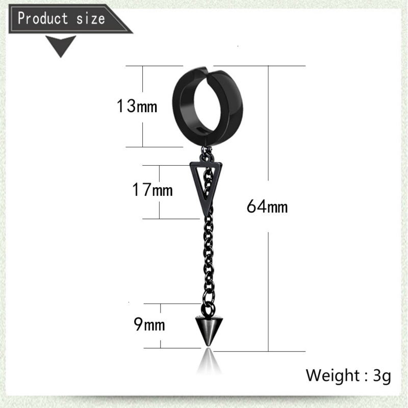 1pc Personality Hollow Triangle Earring Mens Fashion Without Piercing Ear Clip Cone Tassel Earrings