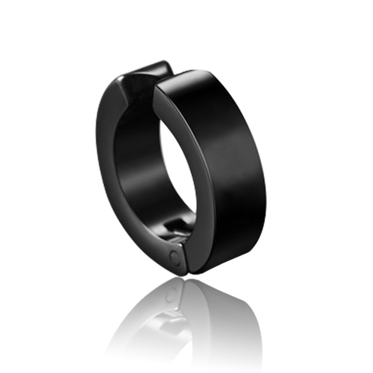 1Piece Titanium Steel Ear Clip Earrings For Men Women Print Pattern Black No Pierced Fake Ear Circle
