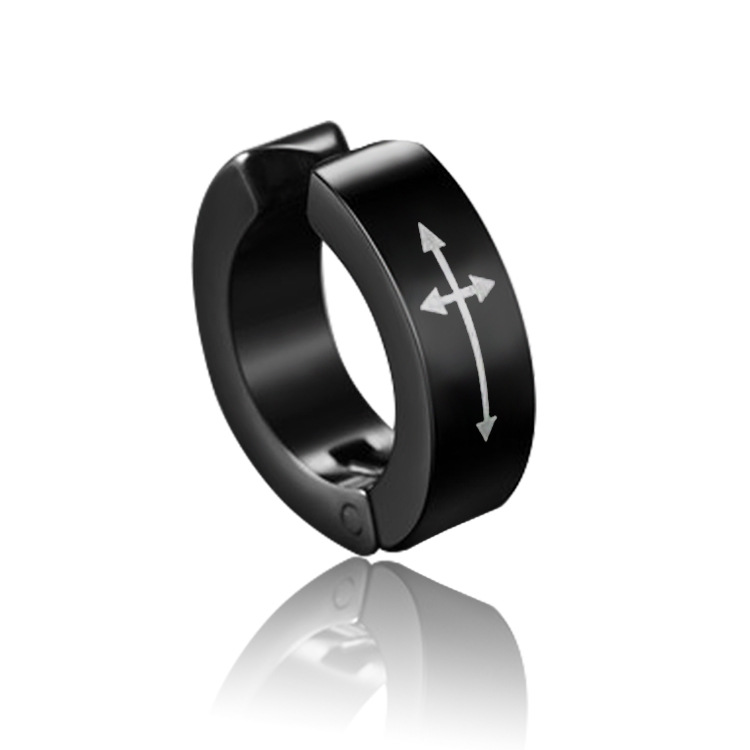 1Piece Titanium Steel Ear Clip Earrings For Men Women Print Pattern Black No Pierced Fake Ear Circle