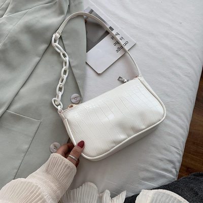 Crocodile Pattern Baguette Handbag For Women Candy Color Chain Small Shoulder Bags Fashion Design