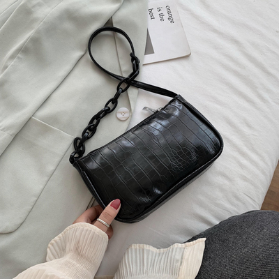 Crocodile Pattern Baguette Handbag For Women Candy Color Chain Small Shoulder Bags Fashion Design