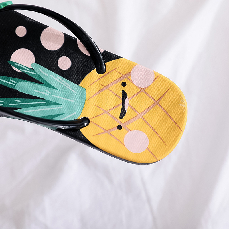 Pineapple Flip Flops Outer Wear Korean Soft Bottom Non-Slip Flip Flops Beach Slippers Summer.
