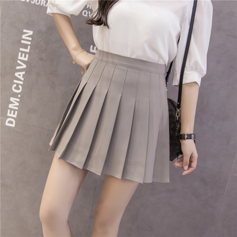 Half-length skirt female autumn and winter new style female student high waist a-line pleated skirt.